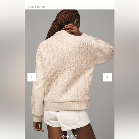 Anthropologie Central Park West Myles Cable-Knit  Sweater full zip XL beige NWT - Picture 3 of 16
